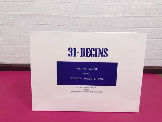 Promotional Durable 200gsm White Card Paper Carrier Bags