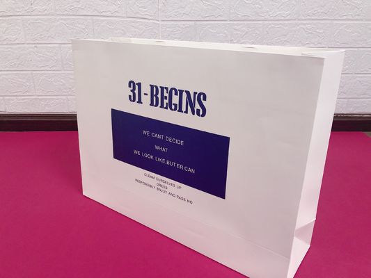 Promotional Durable 200gsm White Card Paper Carrier Bags