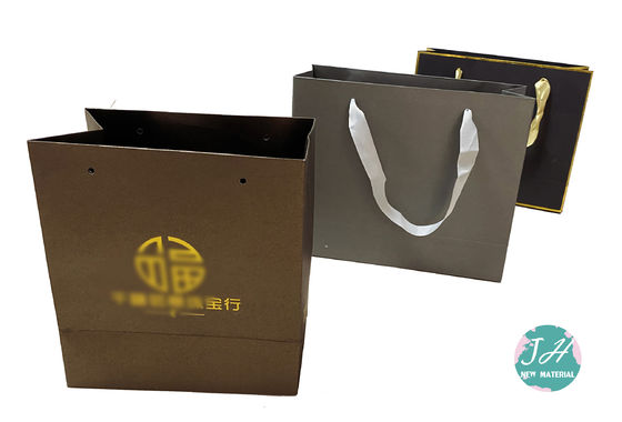 PP Rope CMYK Printing Paper Carrier Bags , Black Paper Carrier Bags For Apparel