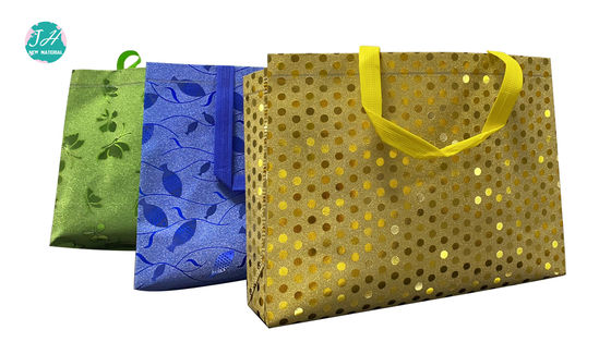 60gsm Green And Shinning Non Woven Fabric Carry Bags