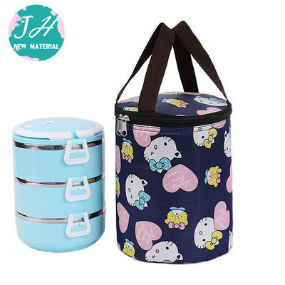 Blue Cylinder Fresh Food Insulated Lunch Cooler Bags , Large Cool Bags For Food