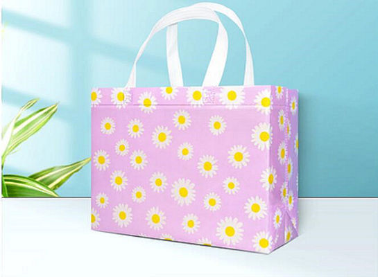 Medium Size Non Woven Fabric CMYK Color Foldable Nylon Tote Bags