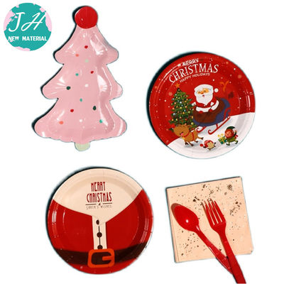Elegant Christmas Disposable Paper Plates Set Multicolor