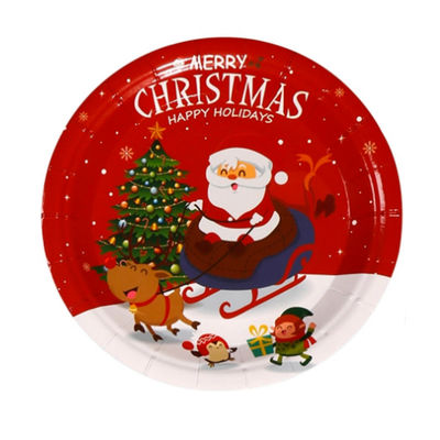 Elegant Christmas Disposable Paper Plates Set Multicolor