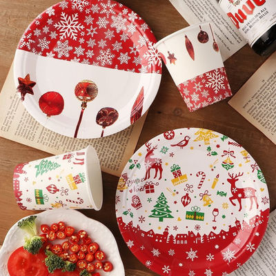 Beautiful And Elegant Christmas Disposable Paper Plates Set